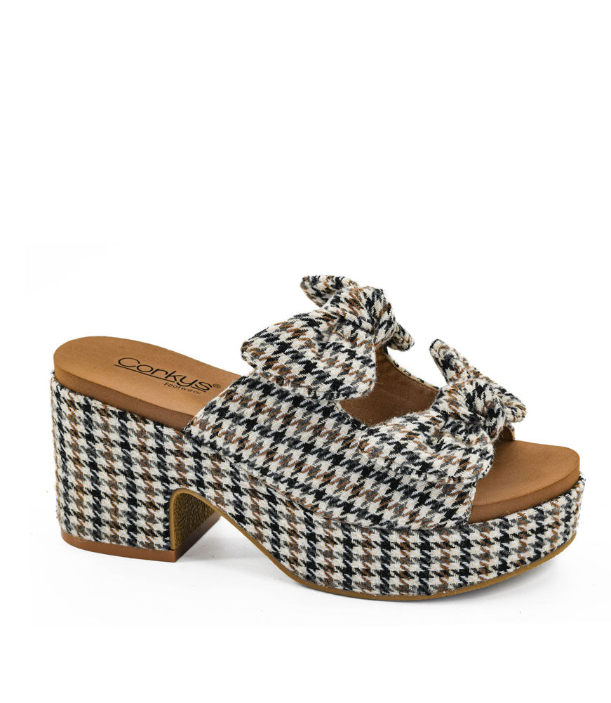 Put A Bow On It in Black Tan Houndstooth by Corkys