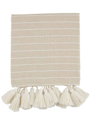 Taupe Stripe Tassel Throw by Mud Pie