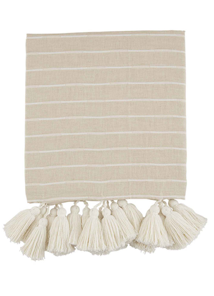 Taupe Stripe Tassel Throw