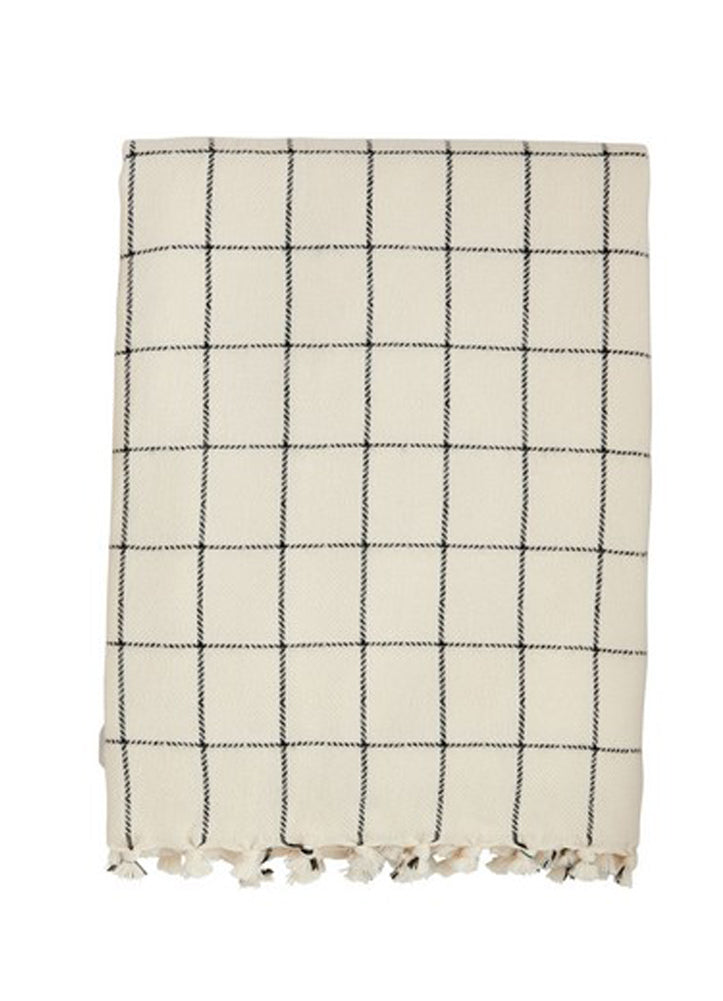 Dark Stripe Check Blanket by Mud Pie