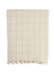 Taupe Stripe Check Blanket by Mud Pie