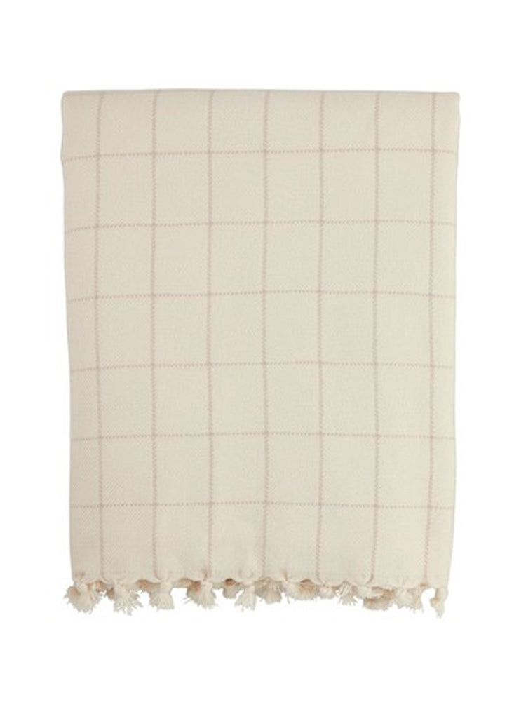 Taupe Stripe Check Blanket by Mud Pie