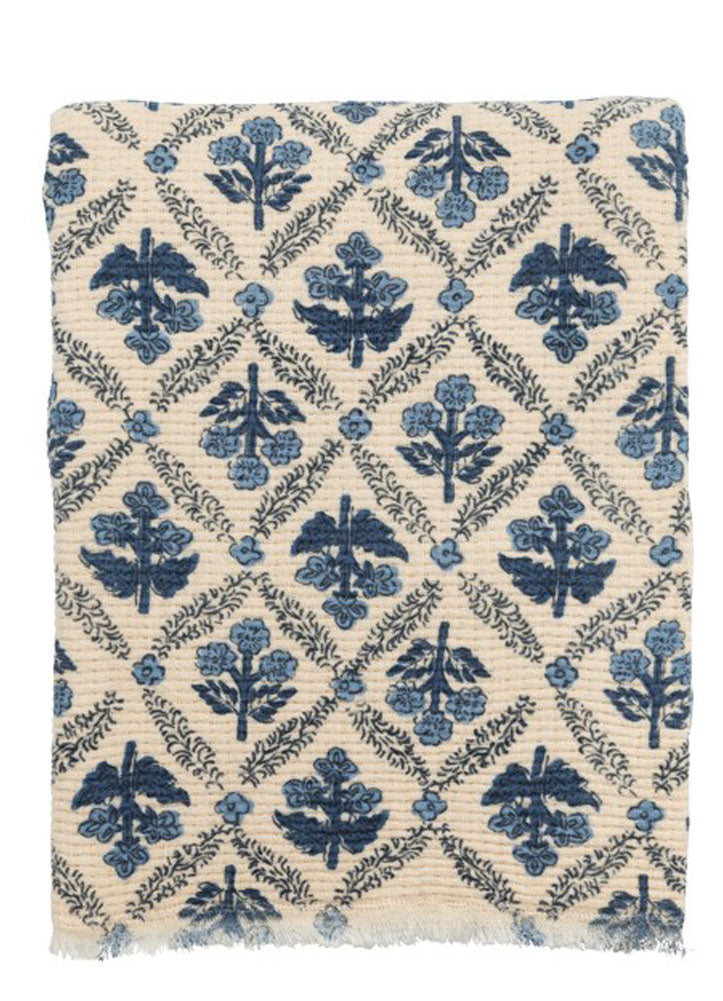 Blue Flower Pattern Blanket by Mud Pie