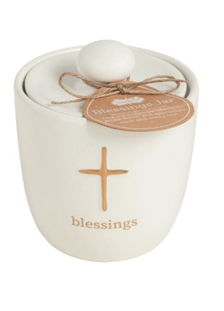 Ceramic Cross Blessings Jar by Mud Pie