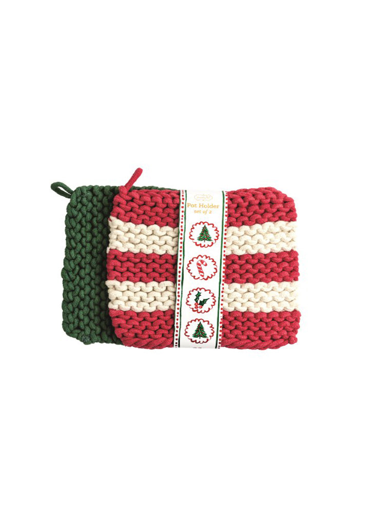 Red Stripe Pot Holder Set by Mud Pie