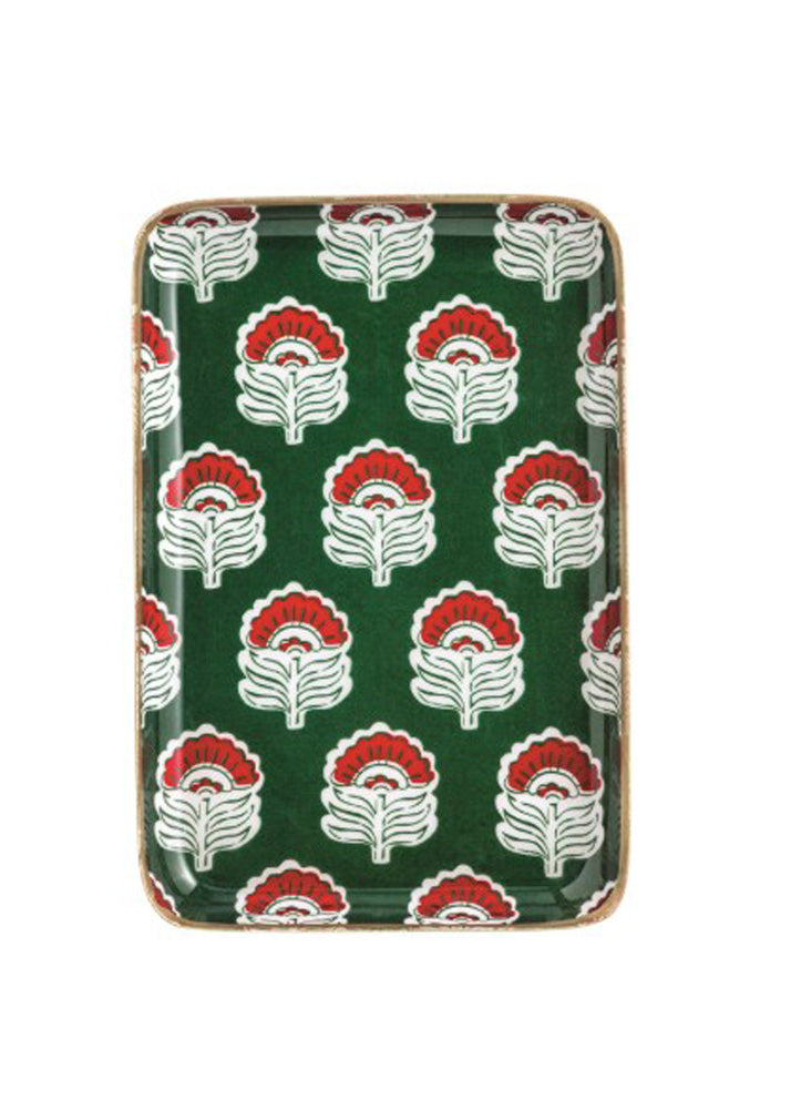 Green Print Christmas Tidbit Plate by Mud Pie