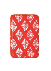 Red Print Christmas Tidbit Plate by Mud Pie