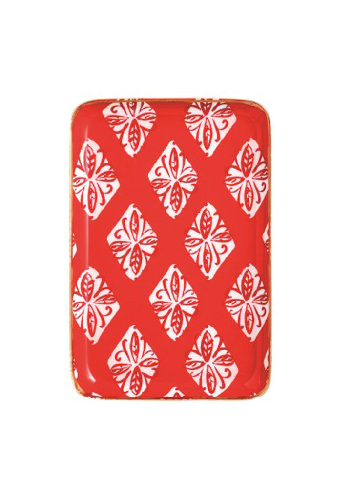 Red Print Christmas Tidbit Plate by Mud Pie