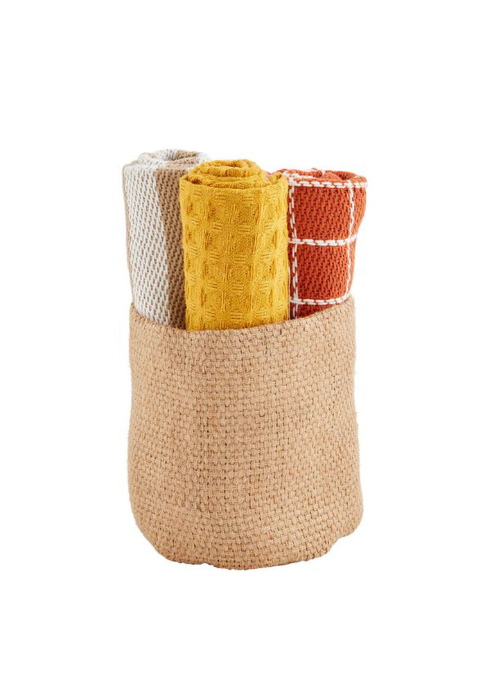 Mustard Jute Basket Towel Set by Mud Pie