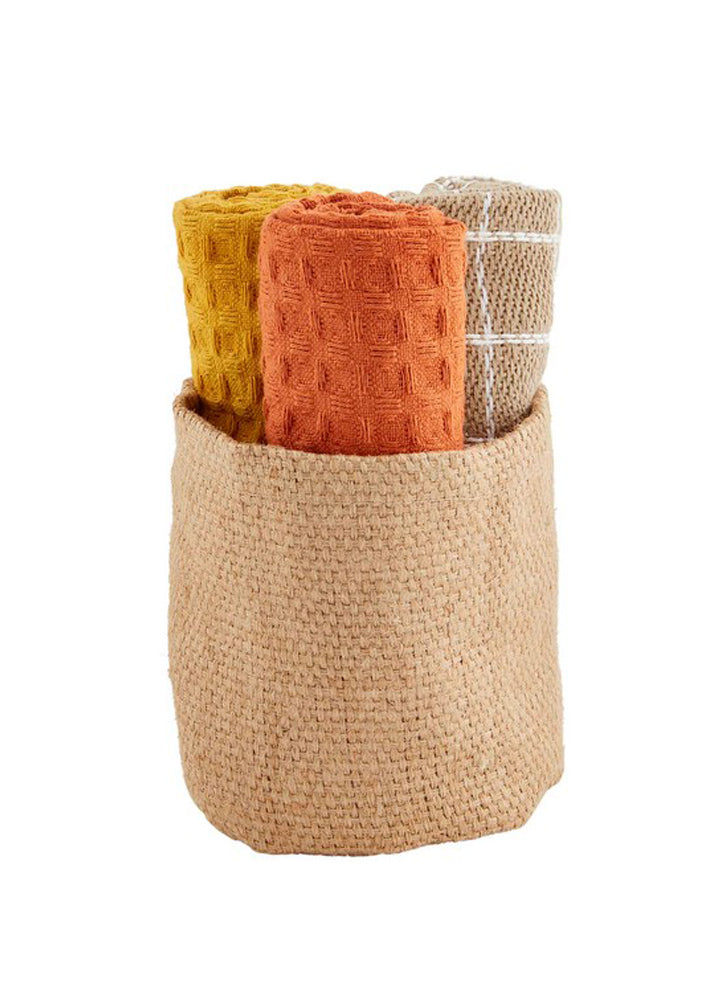 Taupe Jute Basket Towel Set by Mud Pie