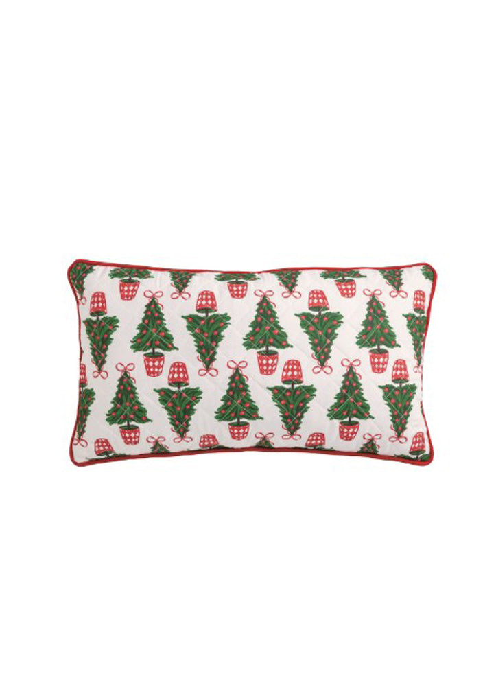 Tree Stripe Quilted Pillow by Mud Pie