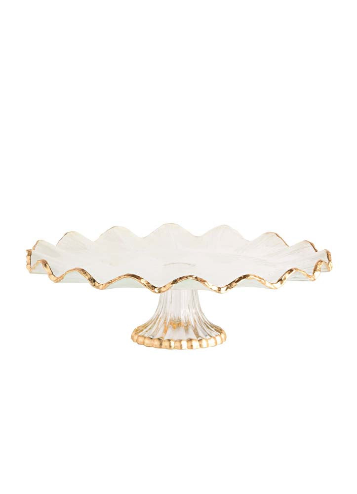 Gold Ruffled Cake Stand by Mud Pie