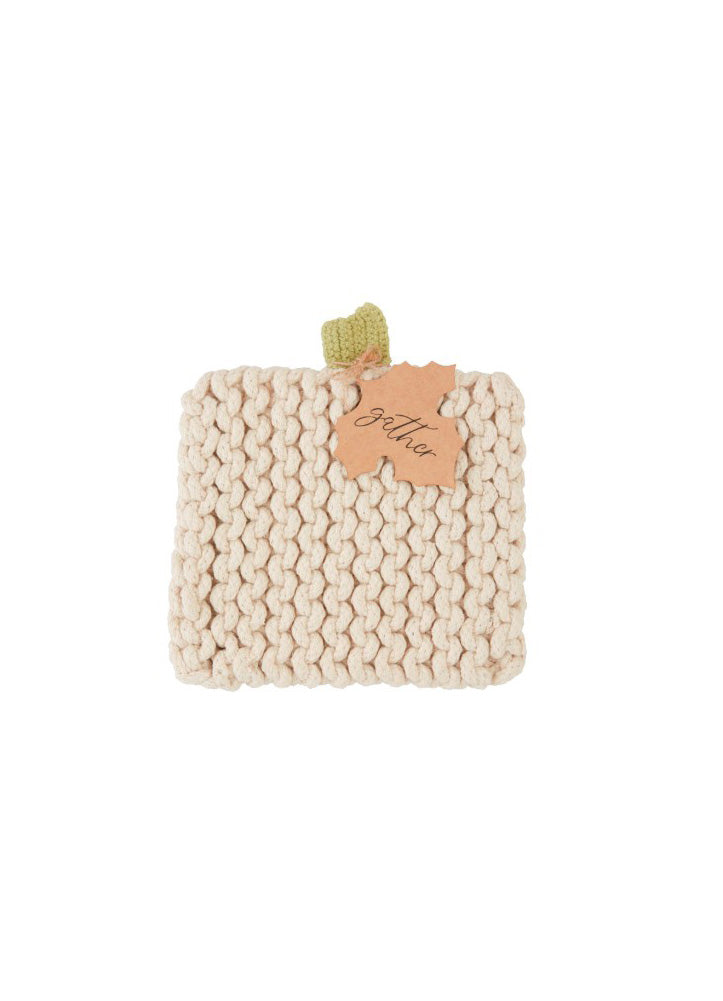 Cream Pumpkin Knit Trivet by Mud Pie