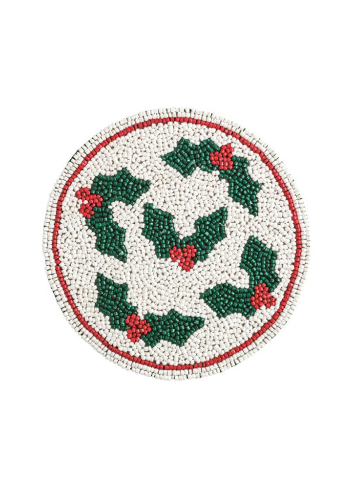 Holly Beaded Trivet by Mud Pie