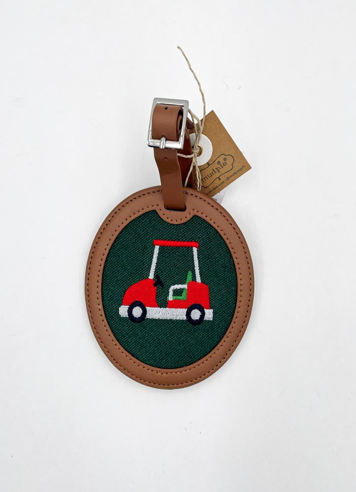 Golf Cart Needlepoint Bag Tag by Mud Pie
