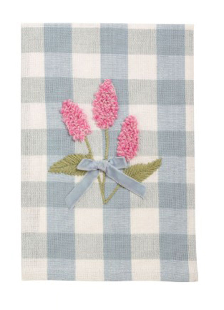 Pink Flower Embroidery Towel by Mud Pie