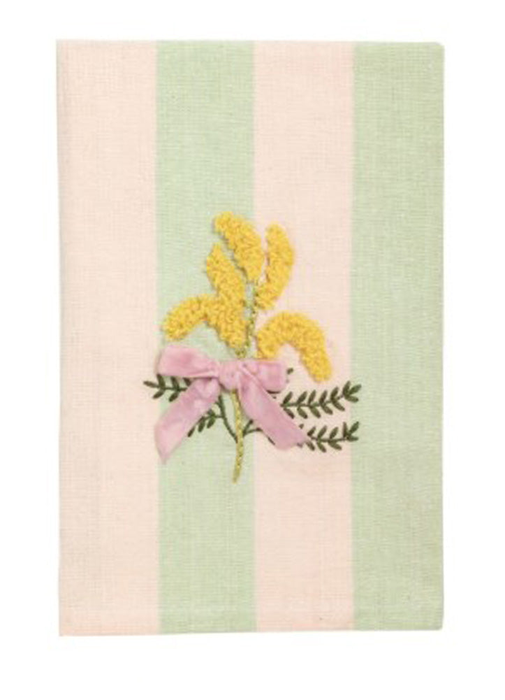 Yellow Flower Embroidery Towel by Mud Pie