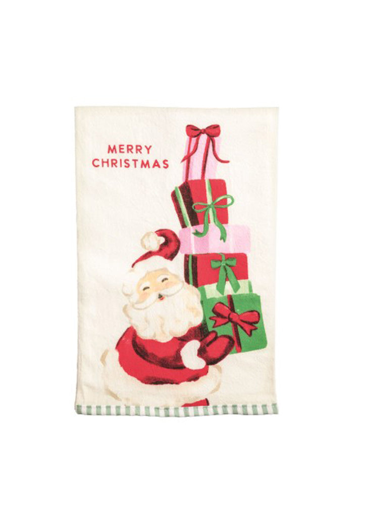 Printed Santa Present Towel by Mud Pie