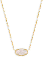 Elisa Short Pendant Necklace Gld Iridescent Druzy by Kendra Scott
