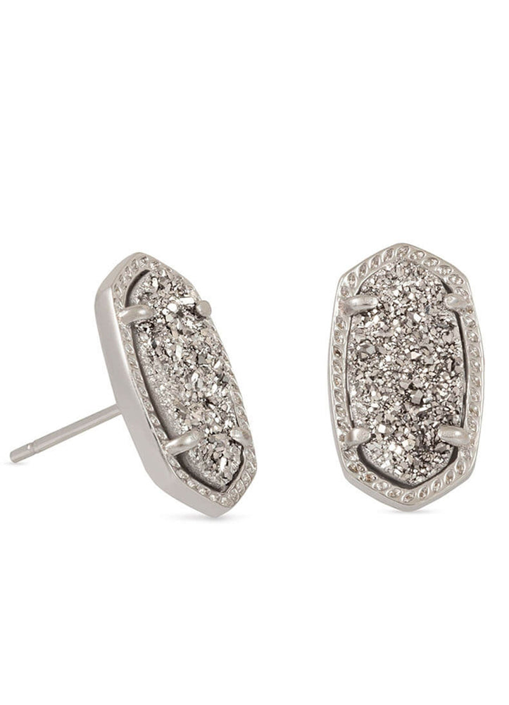 Ellie Stud Earring Rhodium Plat Drusy by Kendra Scott