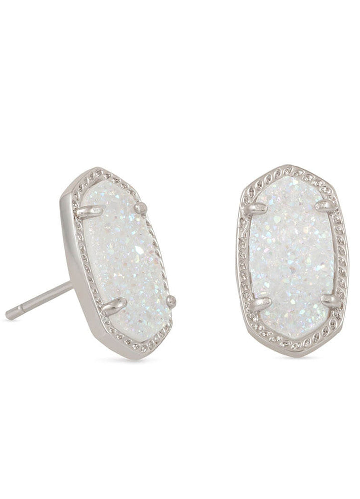 Ellie Stud Earring Rhodium Irid Drusy by Kendra Scott