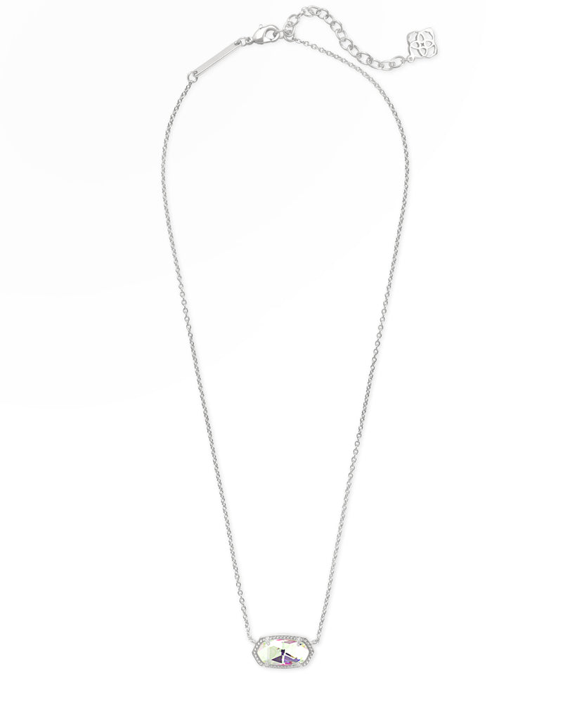 Elisa Short Pendant Necklace Rhodium Dichroic Glass by Kendra Scott