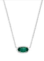 Elisa Necklace Rhod Emerald Cats Eye by Kendra Scott