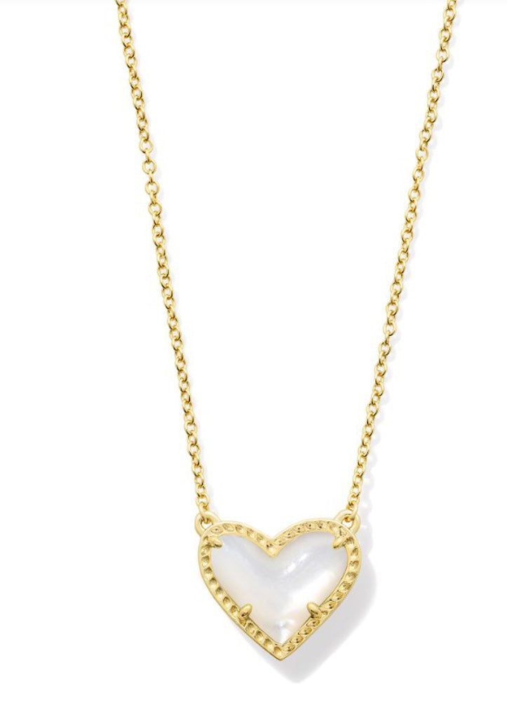 Ari Heart Short Pendant Necklace Gold Ivory Mop by Kendra Scott