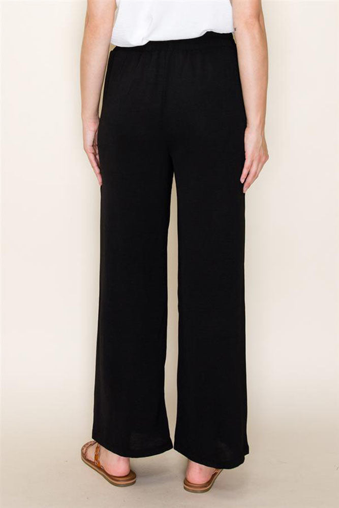 Wide Leg Pull On Pants in Black by Staccato