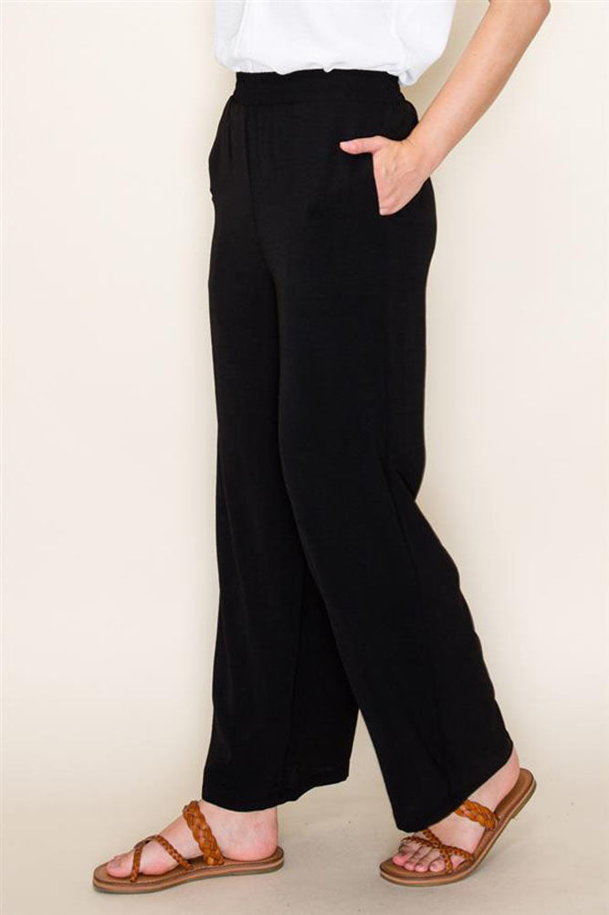 Wide Leg Pull On Pants in Black by Staccato