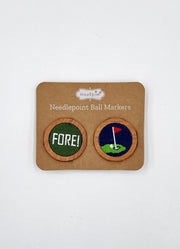Fore Needlepoint Ball Marker by Mud Pie