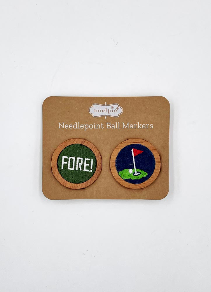 Fore Needlepoint Ball Marker by Mud Pie