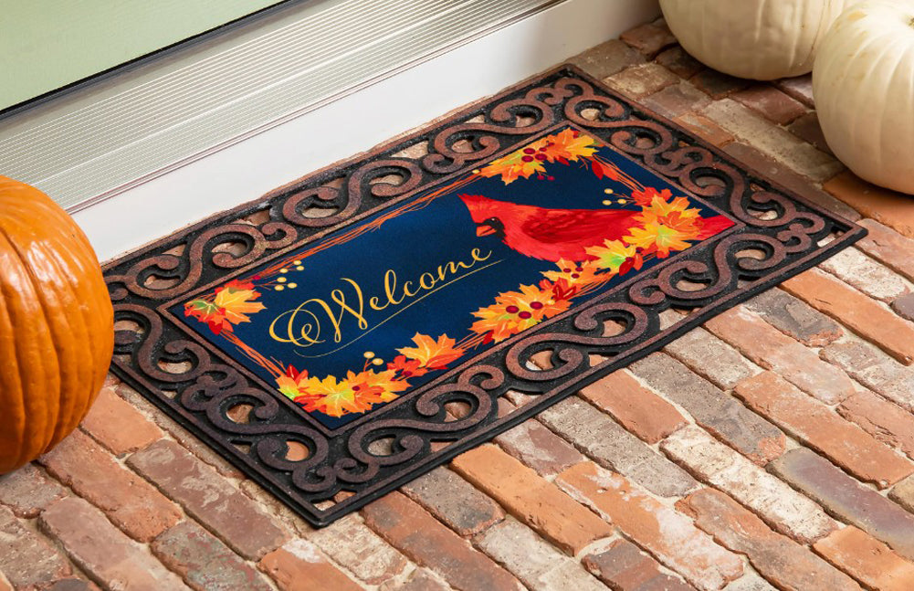 Fall Cardinal Wreath Sassafras Switch Mat by Evergreen