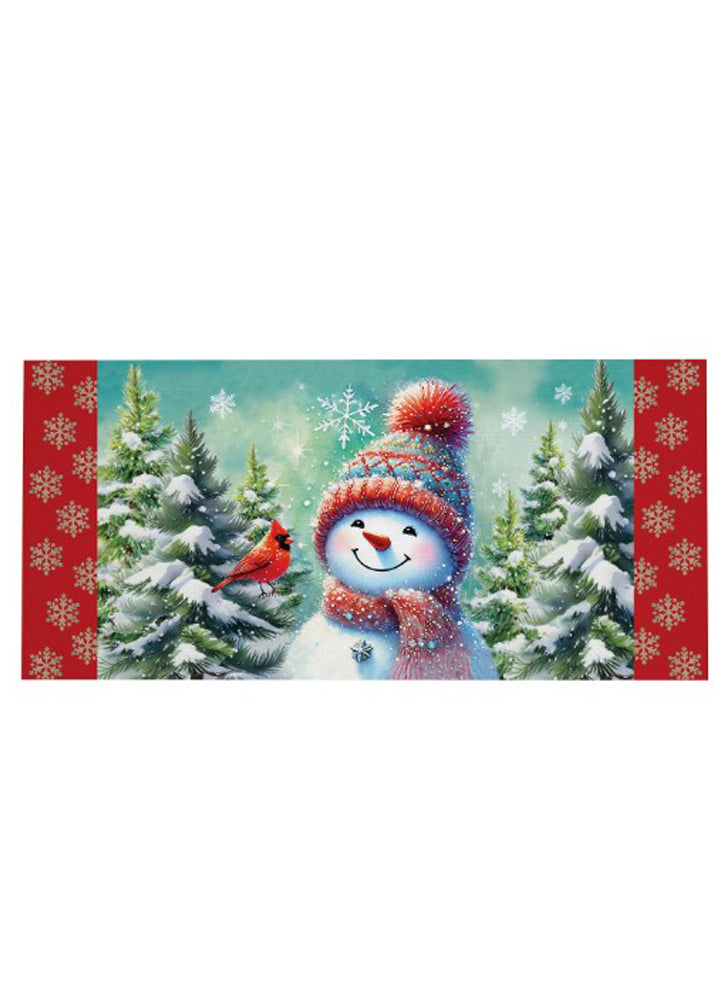Snowman with Cardinal Sassafras Switch Mat by Evergreen