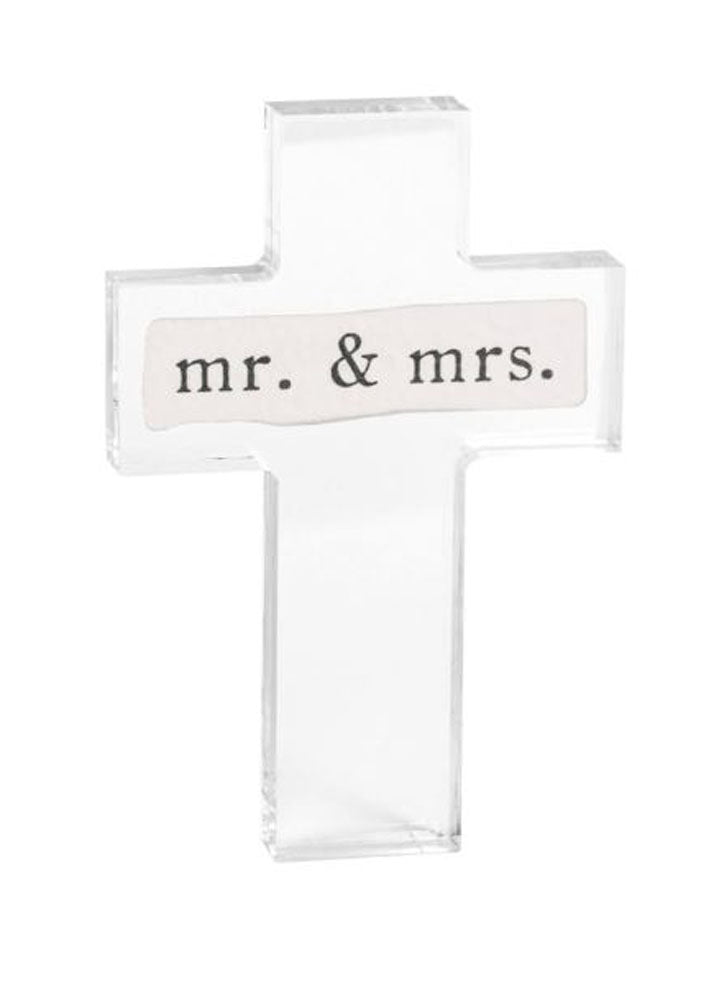 Mr & Mrs Recycled Paper Cross by Mud Pie
