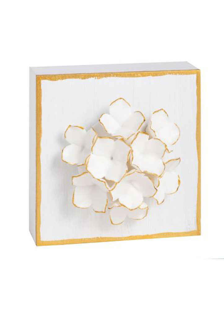 White Figural Flower Plaque by Mud Pie