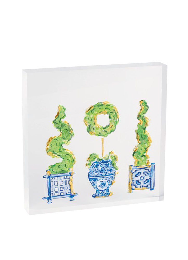 Three Topiary Acrylic Plaque by Mud Pie