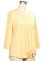 Easy Does It 3/4 Sleeve Tie Top in Sun Kisses by L. Hamrick