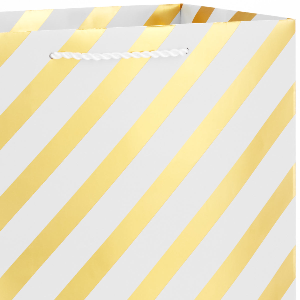 Hallmark 13" Gold and White Diagonal Stripes Large Gift Bag