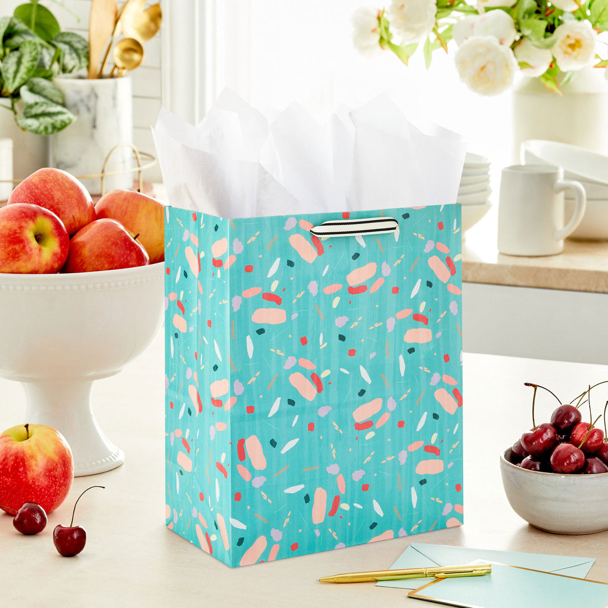 Hallmark 13" Colorful Terrazzo on Mint Large Gift Bag