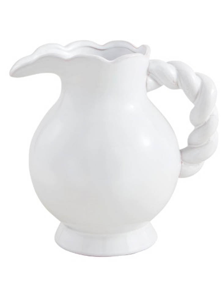Twisted Handle Ceramic Pitcher by Mud Pie