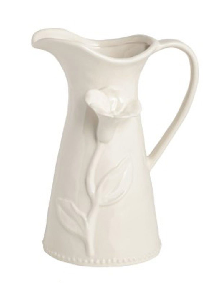 White Flower Pitcher by Mud Pie