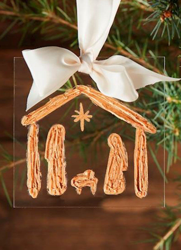 Nativity Gold Acrylic Ornament by Mud Pie