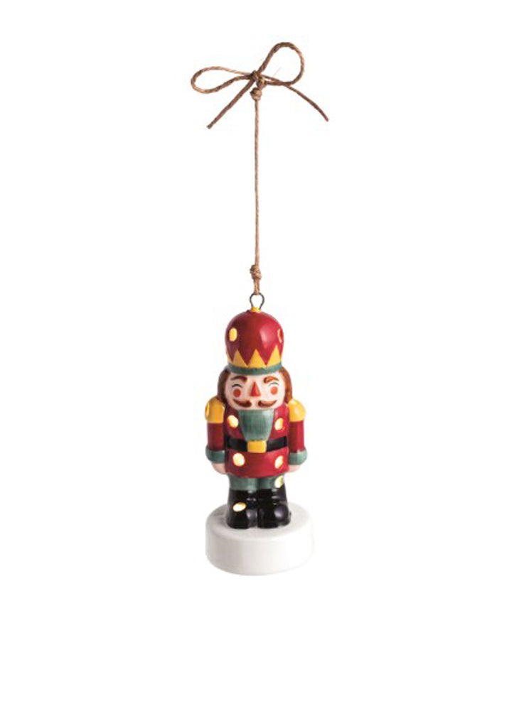 Nutcracker Ceramic LED Ornament by Mud Pie