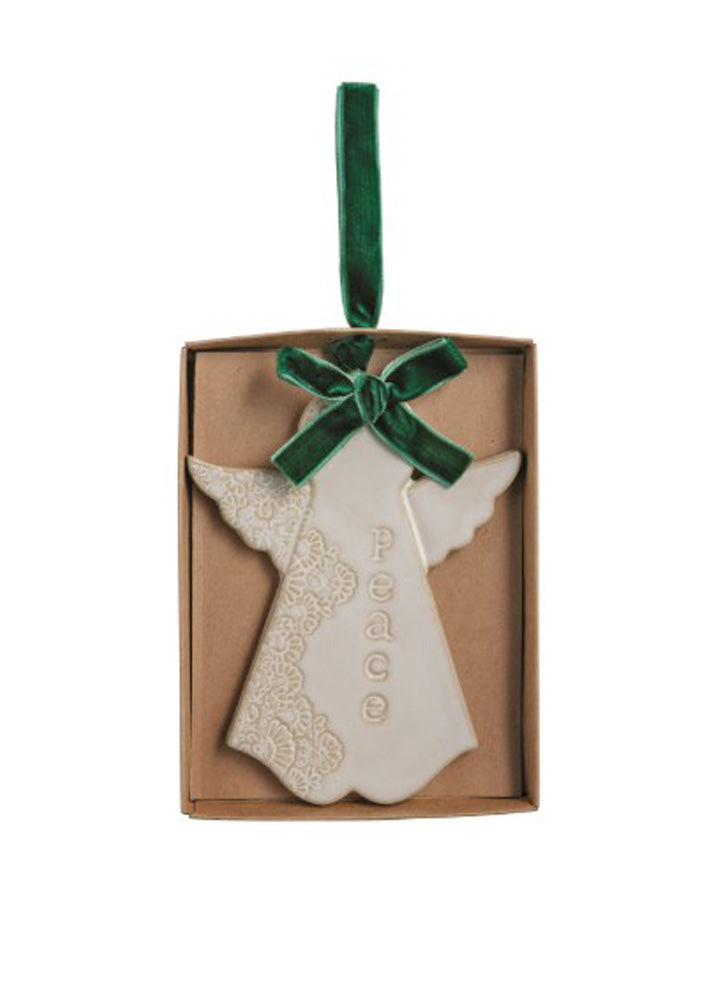 Angel White Christmas Ornament by Mud Pie