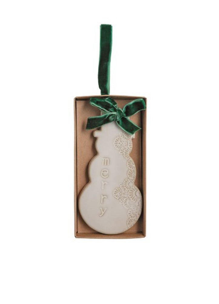 Snowman White Christmas Ornament by Mud Pie