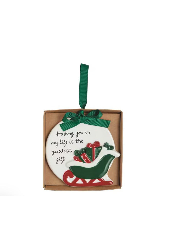Sleigh Thank You Ornament by Mud Pie