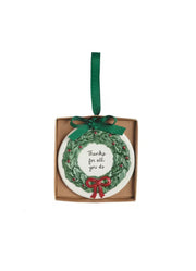Wreath Thank You Ornament by Mud Pie