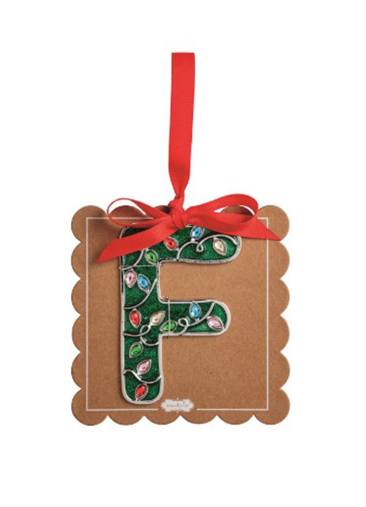 F Enamel Ornament by Mud Pie