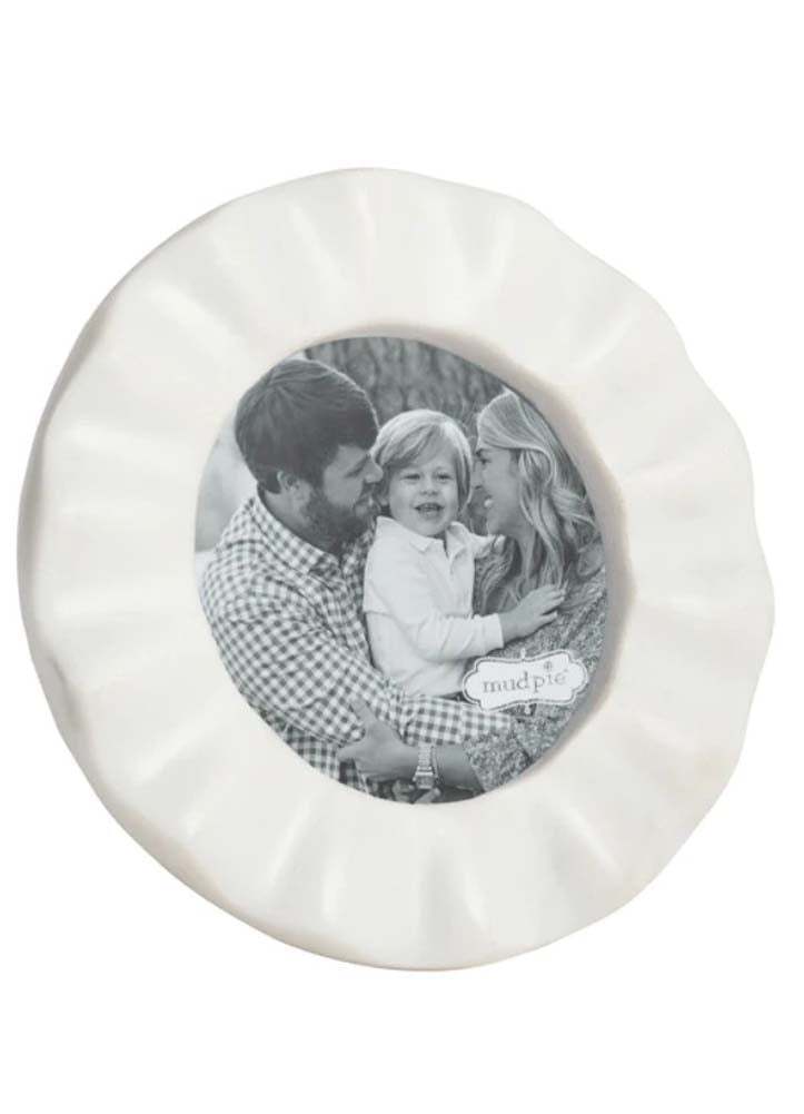 Circle Ruffled Marble Frame by Mud Pie
